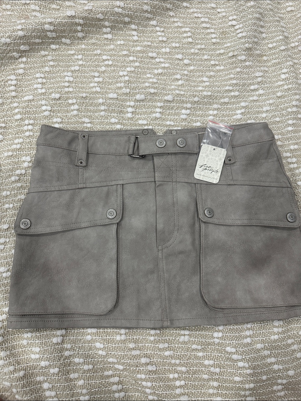 Free People Taupe Suede Utility Mini Skirt